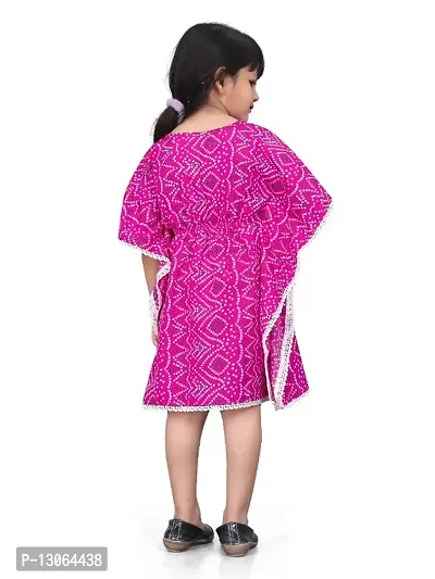 Fashionable Classy Crepe Badhani Style Pink Kaftan Dress for Kid Girls-thumb2