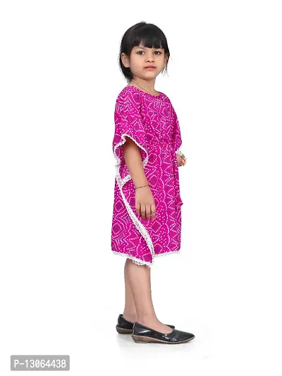 Fashionable Classy Crepe Badhani Style Pink Kaftan Dress for Kid Girls-thumb3