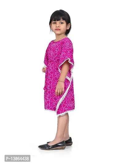 Fashionable Classy Crepe Badhani Style Pink Kaftan Dress for Kid Girls-thumb4