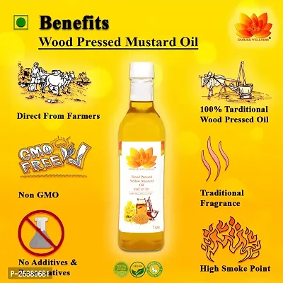 Dorjee Wellness Wood Pressed Yellow Mustard Oil(Sarso Ka Tel) Cold pressed/KachiGhani/cooking oil Mustard Oil Plastic Bottle(1 L)-thumb4