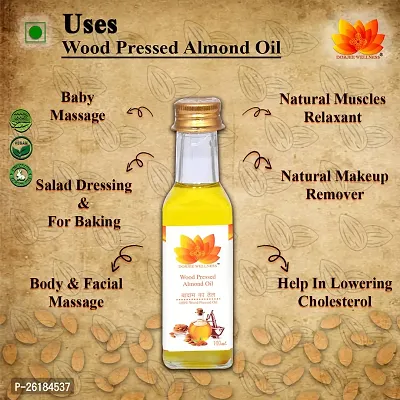 Dorjee Wellness Wood Pressed ALMOND Oil(BADAM KA TEL) /Cold pressed/Natural  Chemical Free Almond Oil Glass Bottle (100 ml)-thumb5