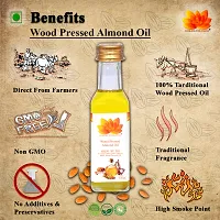 Dorjee Wellness Wood Pressed ALMOND Oil(BADAM KA TEL) /Cold pressed/Natural  Chemical Free Almond Oil Glass Bottle (100 ml)-thumb1