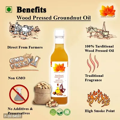 Dorjee Wellness Wood Pressed Groundnut Oil (Peanut),Kolhu/Kacchi Ghani/Chekku,Natural/Cold Pressed.Groundnut Oil Plastic Bottle (1 L)-thumb3