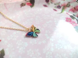 SIRANI | Combo Of 2 Charming Gold Plated Butterfly and Heart Pendant Necklace For Women and Girls (Skyblue)-thumb2