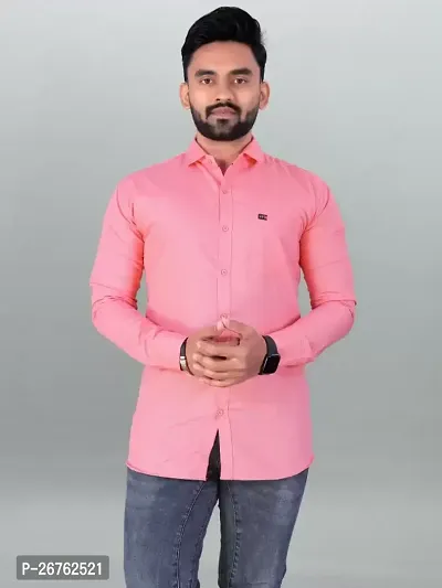 Reliable Pink Cotton Blend Long Sleeves Casual Shirt For Men