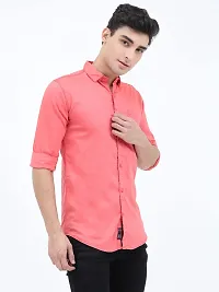 Scnc Men's Pink Slim Fit Solid Cotton Full Sleeve Shirt-thumb2