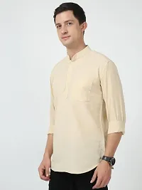 SCNC Men's Cotton Full Sleeve Solid Slim Fit Casual Short Kurta-thumb1