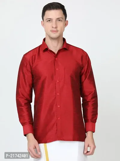 Reliable Red Cotton Solid Long Sleeves Formal Shirts For Men