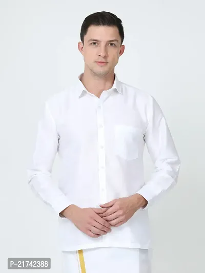 Reliable White Cotton Solid Long Sleeves Formal Shirts For Men-thumb0