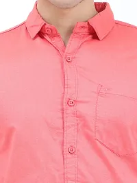 Scnc Men's Pink Slim Fit Solid Cotton Full Sleeve Shirt-thumb4