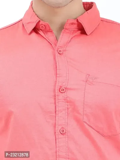 Scnc Men's Pink Slim Fit Solid Cotton Full Sleeve Shirt-thumb5