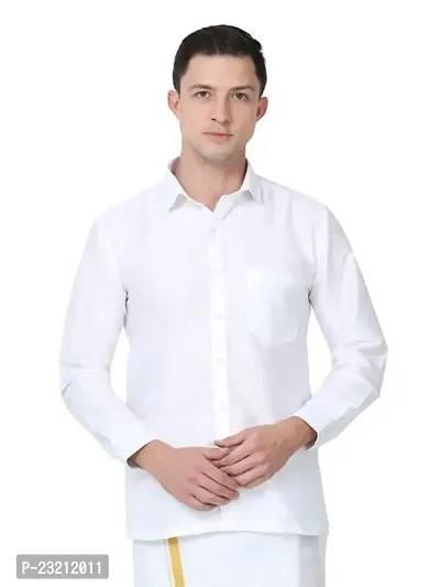 SCNC Men's Traditional Dupion Silk Full Sleeve Solid Tailored Fit Cutaway Collar Shirt-thumb0