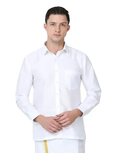 SCNC Men's Traditional Dupion Silk Full Sleeve Solid Tailored Fit Cutaway Collar Shirt