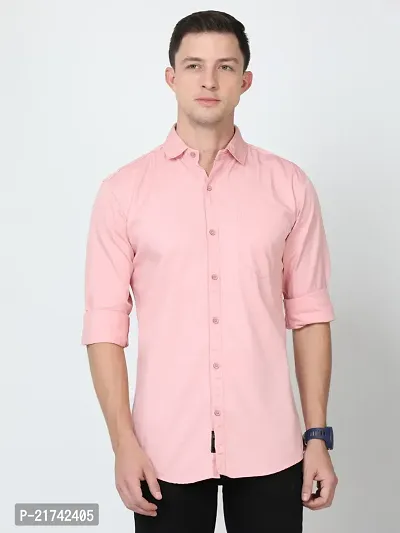 Reliable Pink Cotton Solid Long Sleeves Formal Shirts For Men