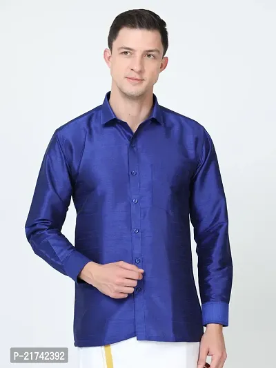 Reliable Blue Cotton Solid Long Sleeves Formal Shirts For Men