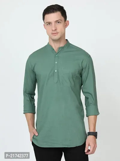 Reliable Green Cotton Solid Long Sleeves Formal Shirts For Men-thumb0