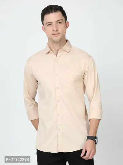 Reliable Peach Cotton Solid Long Sleeves Formal Shirts For Men