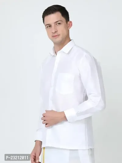 SCNC Men's Traditional Dupion Silk Full Sleeve Solid Tailored Fit Cutaway Collar Shirt-thumb2