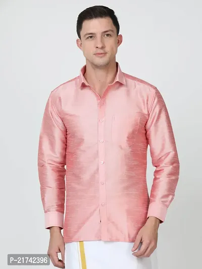Reliable Peach Cotton Solid Long Sleeves Formal Shirts For Men