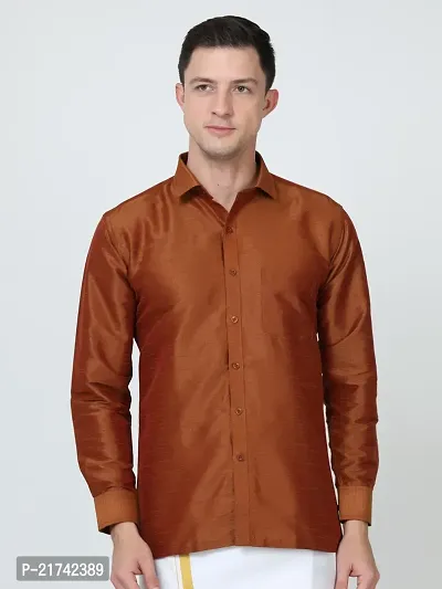 Reliable Brown Cotton Solid Long Sleeves Formal Shirts For Men