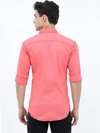 Scnc Men's Pink Slim Fit Solid Cotton Full Sleeve Shirt-thumb3