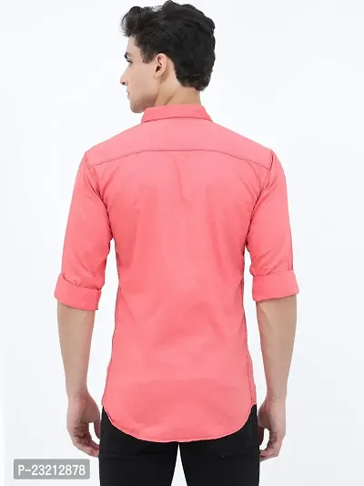 Scnc Men's Pink Slim Fit Solid Cotton Full Sleeve Shirt-thumb4