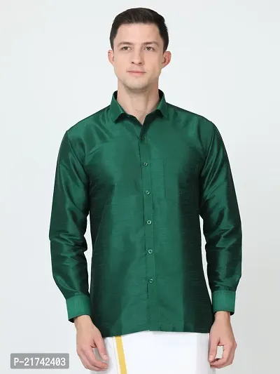 Reliable Green Cotton Solid Long Sleeves Formal Shirts For Men