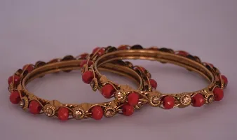 Laal Amrood Designer Metal Bracelet Set Fashion Jewellery Kada Kangan For Women  Girls (Pack of 2)-thumb1