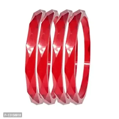 Laal Amrood Red Acrylic Bracelet Set Cutting Design Kada Kangan Bangle For Women & Girls (2.4, Pack of 4)