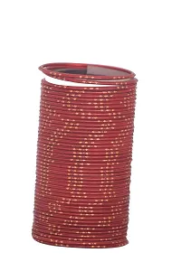 Laal Amrood?Fashion Jewellery Metal Bangle Chudi Set Golden?Dot For?Women & Girls (Pack of 48) (Maroon, 2.4)-thumb1