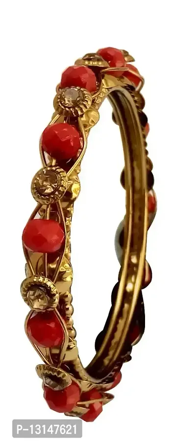 Laal Amrood Designer Metal Bracelet Set Fashion Jewellery Kada Kangan For Women  Girls (Pack of 2)-thumb0