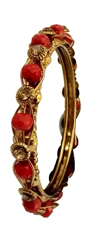 Laal Amrood Designer Metal Bracelet Set Fashion Jewellery Kada Kangan For Women & Girls (Pack of 2)