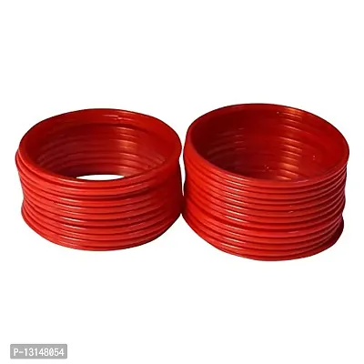 Laal Amrood Red Glass Bangles Chudi Set 2.10 Size for Women & Girls Fashion Glossy (24 Bangles) (Red, 2.10)-thumb2