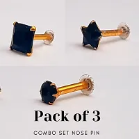 Laal Amrood Black Nose Pin for Women and Girls Traditional Nose Pin Piercing Combo Accessories Jewellery Anniversary Gift for Wife (Pack of 3)-thumb1