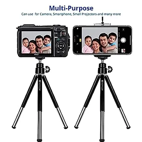 Mini Tripod with Mount Compatible with All Mobile Phones and Digital Camera - Black