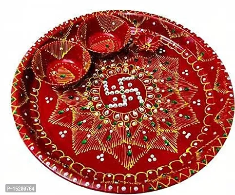 Stainless Steel Karwa Chauth Puja Thali Set For Poojan For Home And Temple