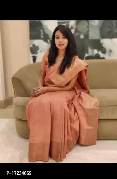 Beautiful Cotton Zari Saree With Blouse Piece For Women