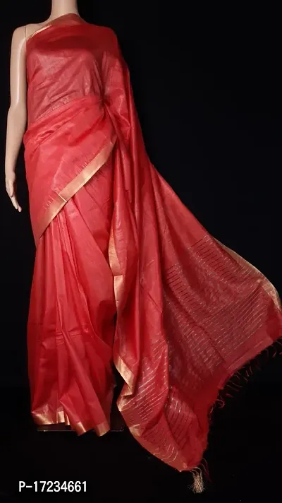 Beautiful Cotton Zari Saree With Blouse Piece For Women-thumb0