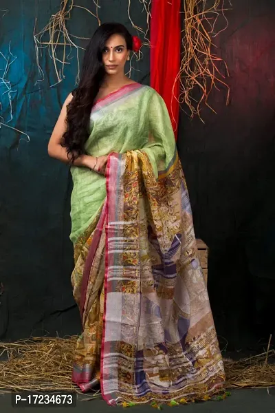 Beautiful Cotton Zari Saree With Blouse Piece For Women