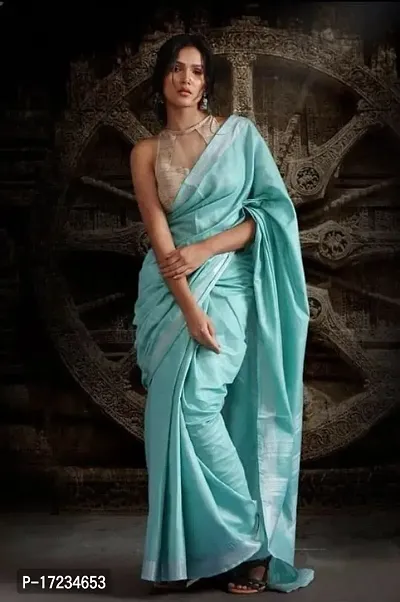 Beautiful Cotton Zari Saree With Blouse Piece For Women-thumb0