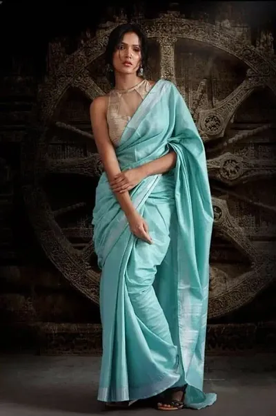 Stylish Cotton Slub Saree With Blouse Piece