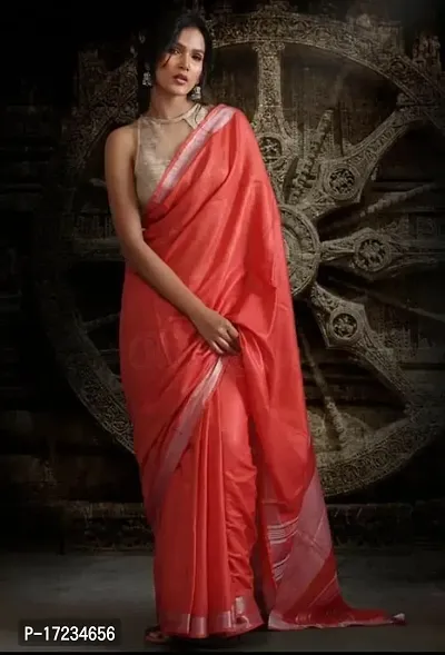 Beautiful Cotton Zari Saree With Blouse Piece For Women