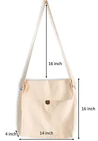 Clarkia Unisex Eco-Friendly Cotton Tote Bag with Coconut Shell Button for Grocery Shopping Cross-Body Sling Bag (White)-thumb4