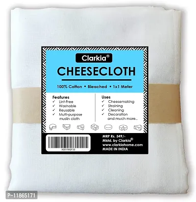 Clarkia Pure Cotton Muslin Cloth Cheese Cloth (1x1 Meter, White)-thumb0