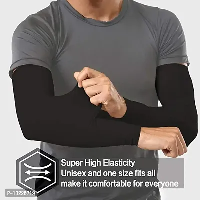 Black Color Full Arm Sleeves Gloves for UV, Dust, Sun Protection for Men and Women