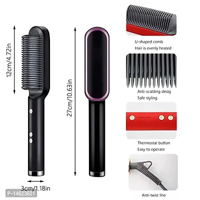 Hair Straightener Comb for Women  Men, Hair Styler, Curler, Straightener Machine Brush/PTC Heating Electric Straightener Brush With 5 Temperature Control-thumb0