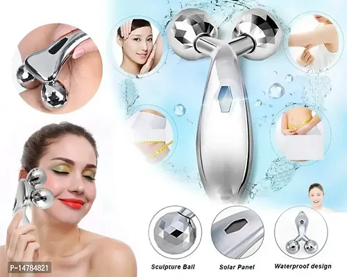 3D Manual Roller Massager Body Massager 360 Rotate Roller  Body Massager Skin Lifting Wrinkle Remover  Facial Massage Relaxation  Skin Tightening Tool UniSex (Silver), Non Electric-thumb0