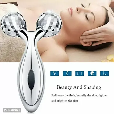 3D Manual Roller Massager Body Massager 360 Rotate Roller  Body Massager Skin Lifting Wrinkle Remover  Facial Massage Relaxation  Skin Tightening Tool UniSex (Silver), Non Electric-thumb4