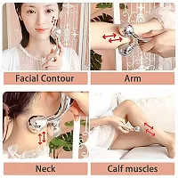 3D Manual Roller Massager Body Massager 360 Rotate Roller  Body Massager Skin Lifting Wrinkle Remover  Facial Massage Relaxation  Skin Tightening Tool UniSex (Silver), Non Electric-thumb1