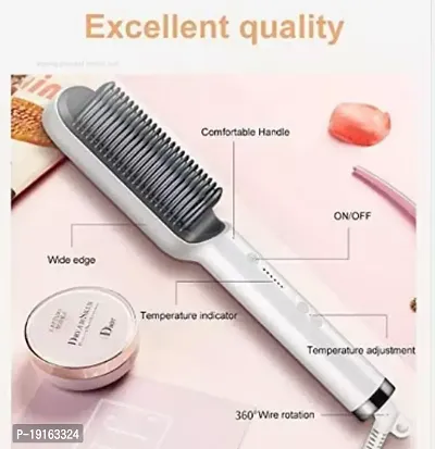 Hair Straightener Comb for Women  Men, Hair Styler, Straightener machine Brush/PTC Heating Electric Straightener with 5 Temperature Control Hair Straightener For Women (Brown) (Straightener)-thumb0